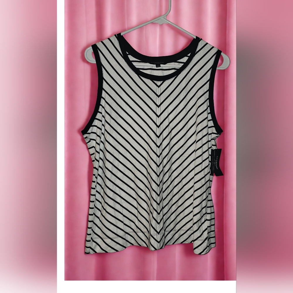 Liverpool Black and White Striped Tank Top